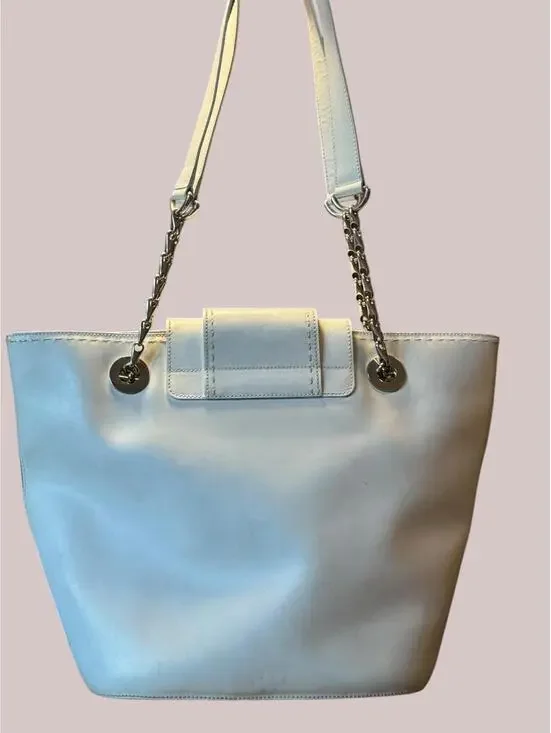 Authentic Vintage Céline White Leather Tote Bag - Picture 2 of 9